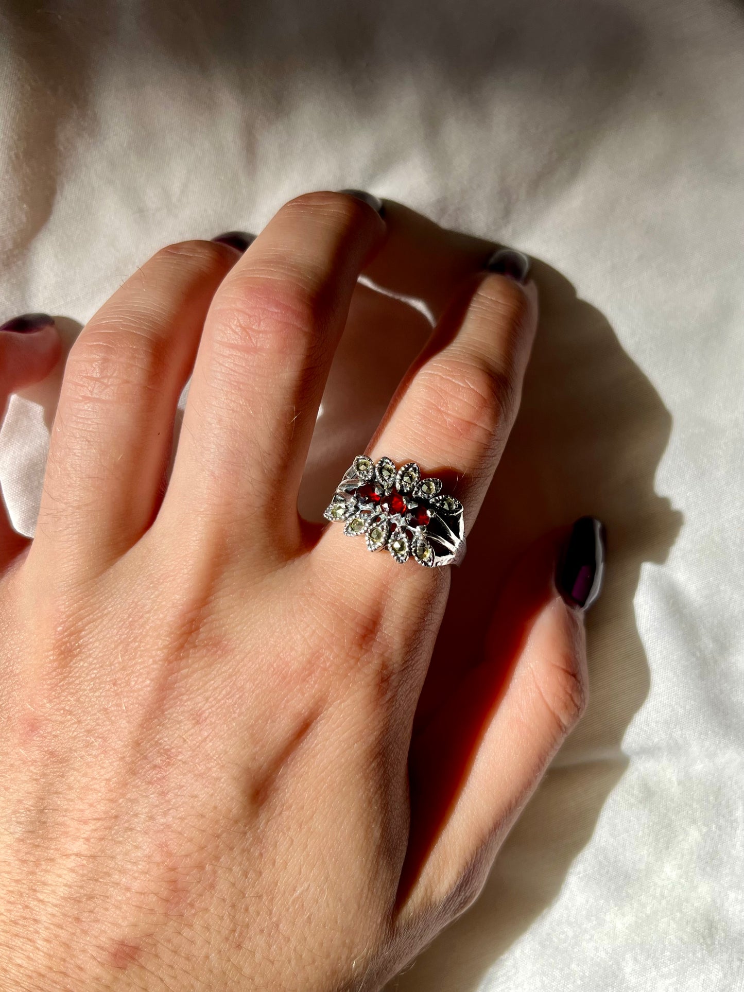 Red crystals ring