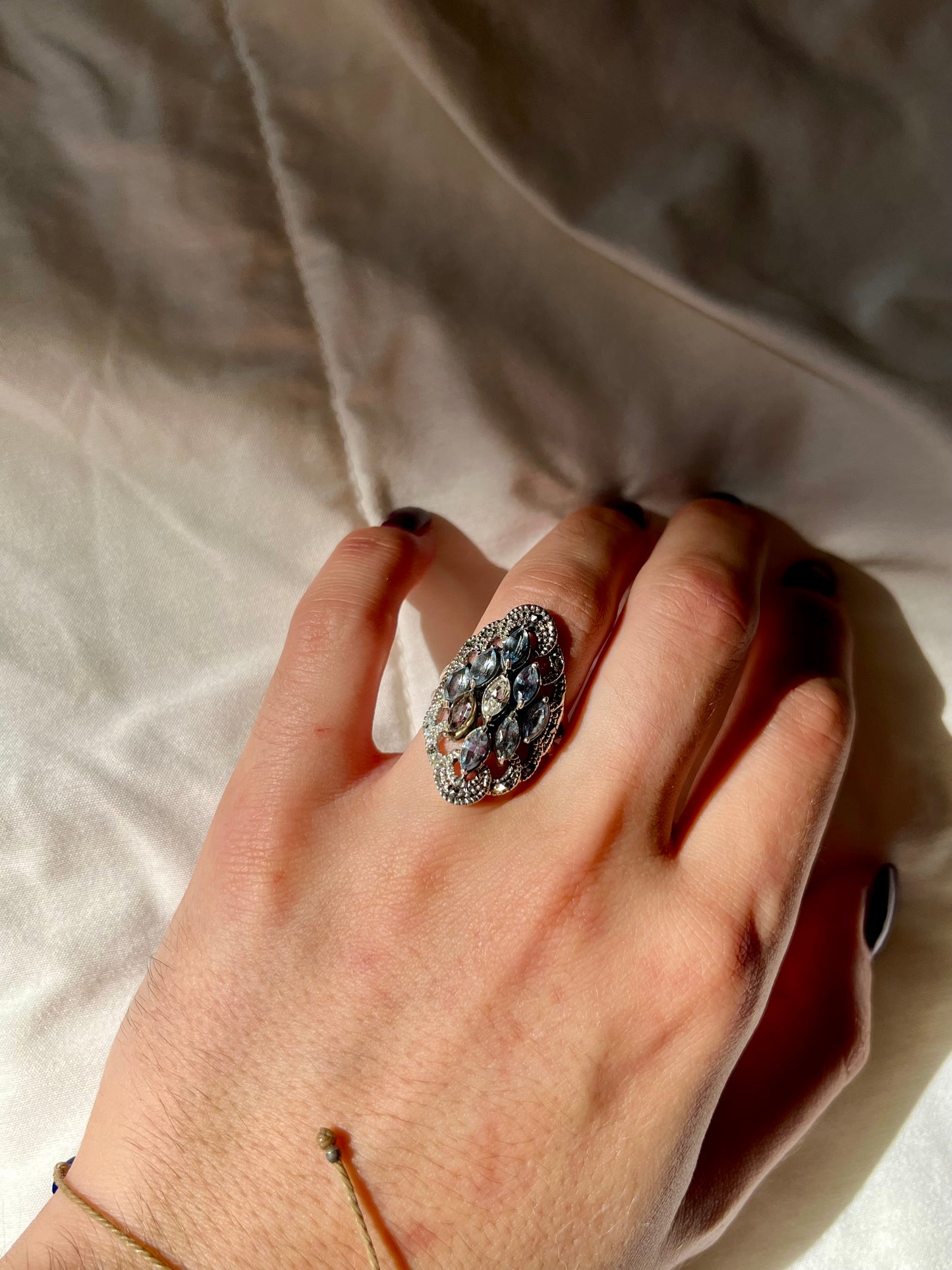 Art deco blue ring
