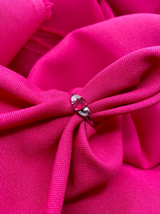 Solitaire fuschia ring