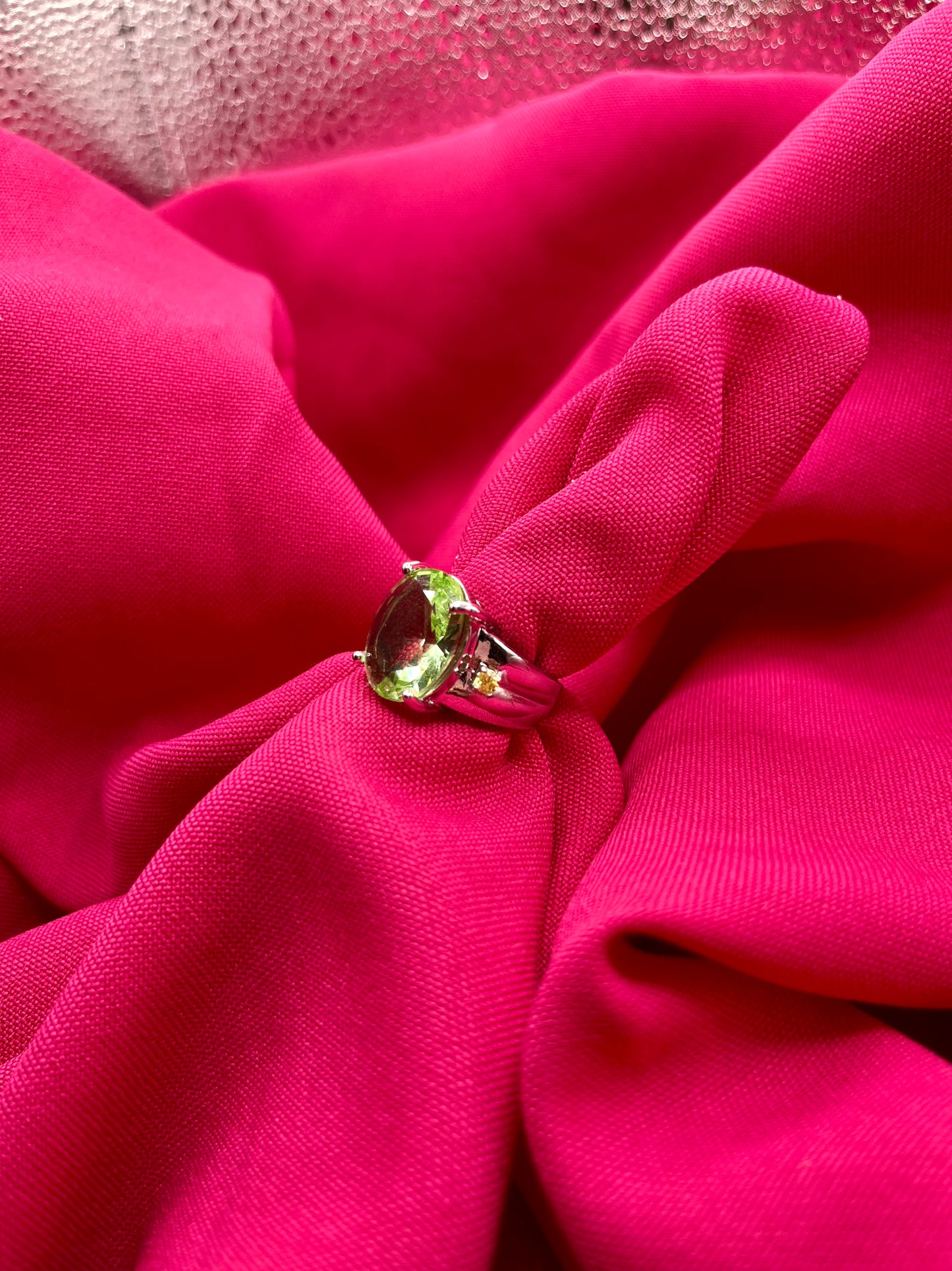 Green and Yellow Silver ring