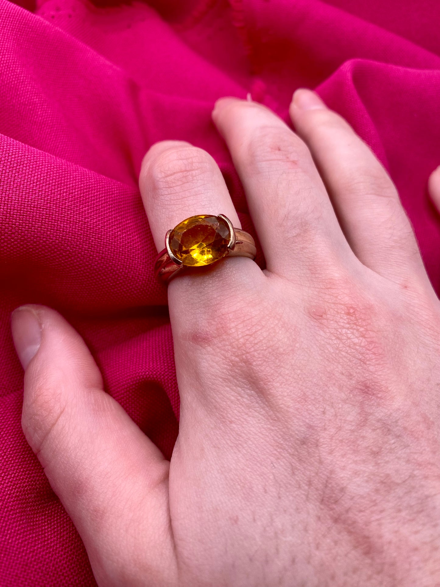 Orange chubby solitaire ring