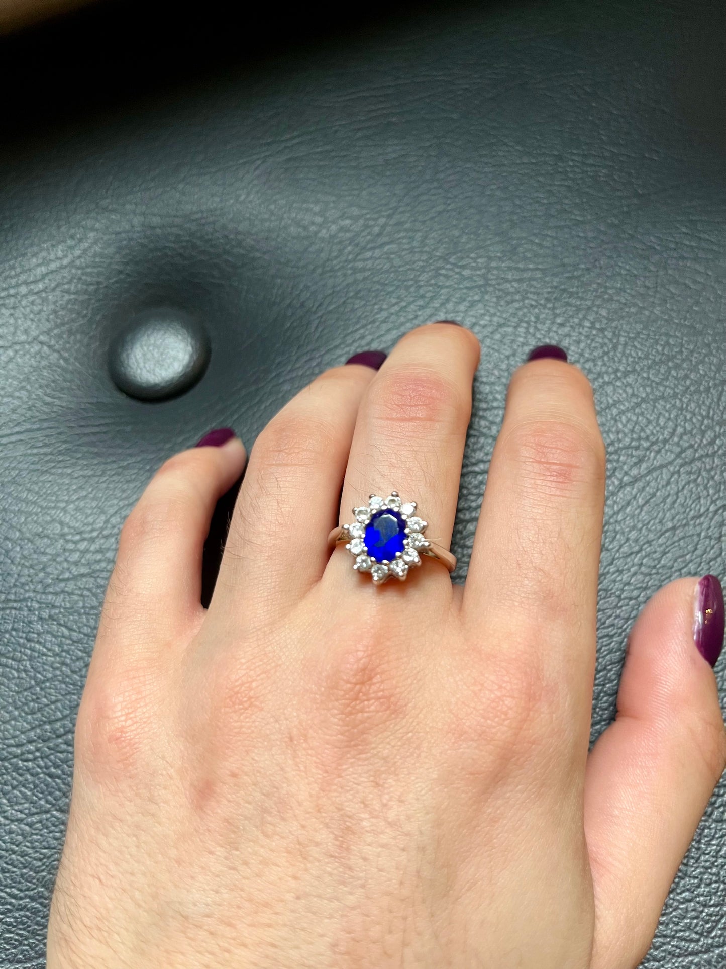 Silver 925 blue daisy ring