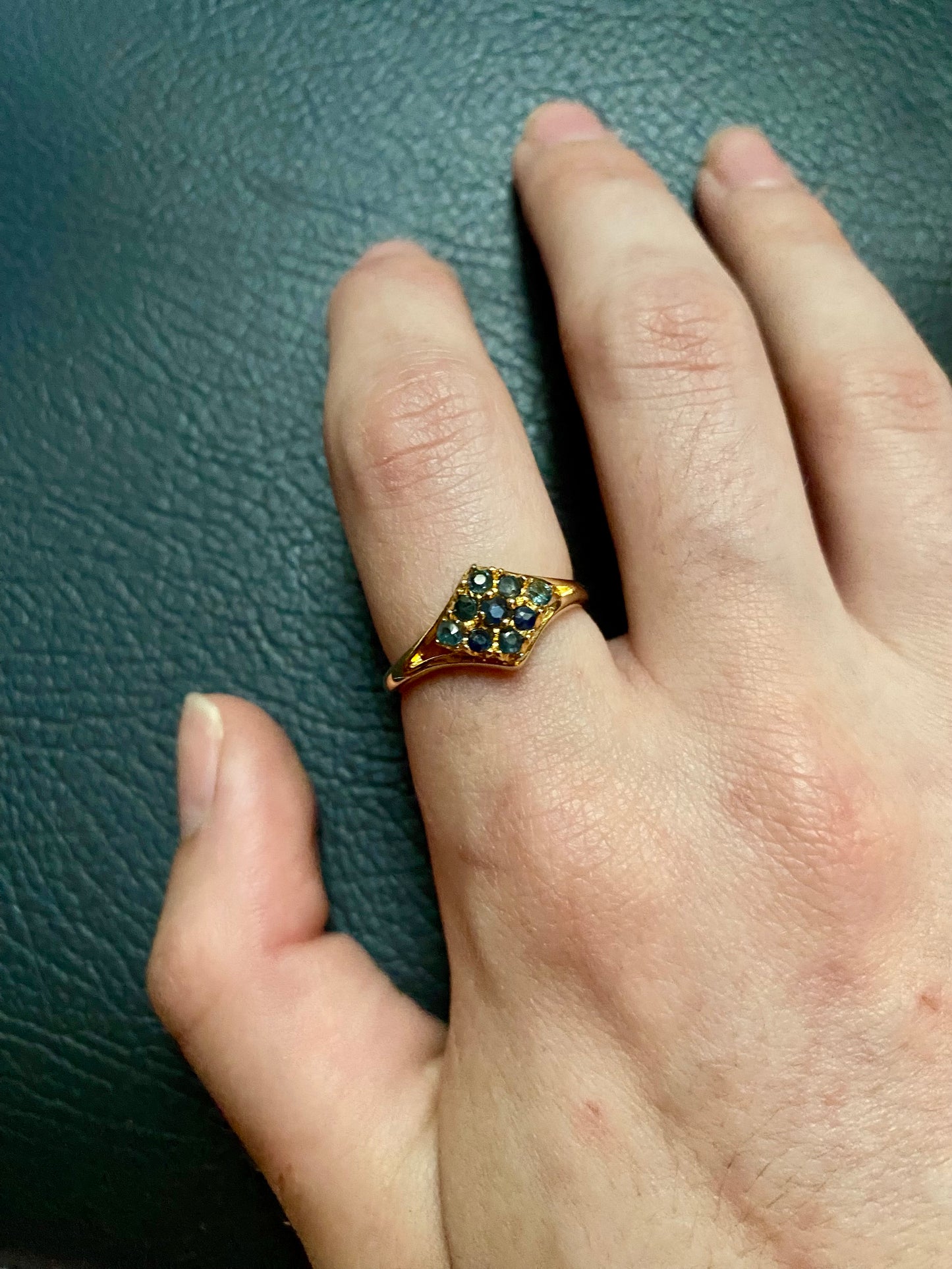 Blue triangl ring