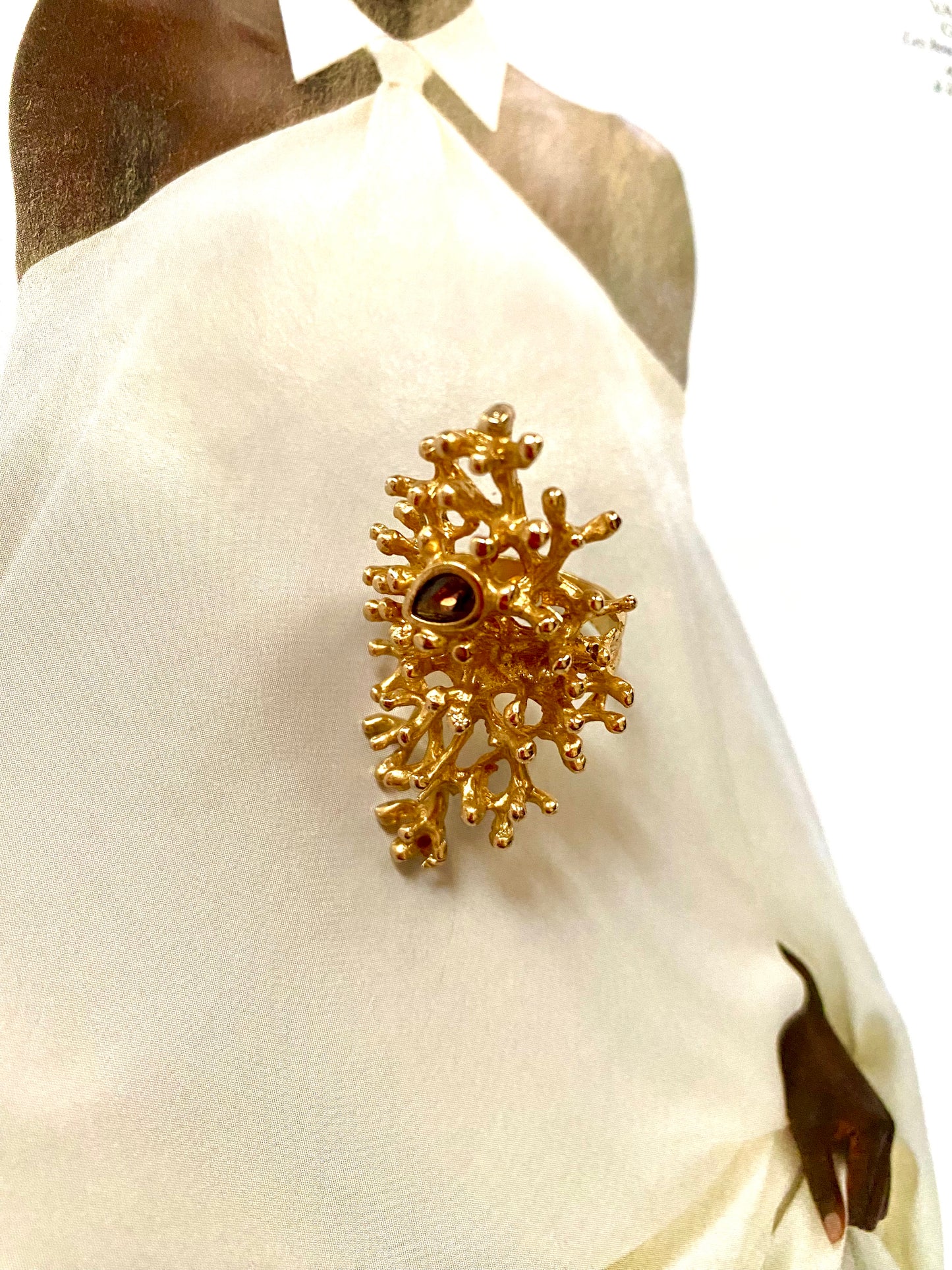 Coral gold plated ring