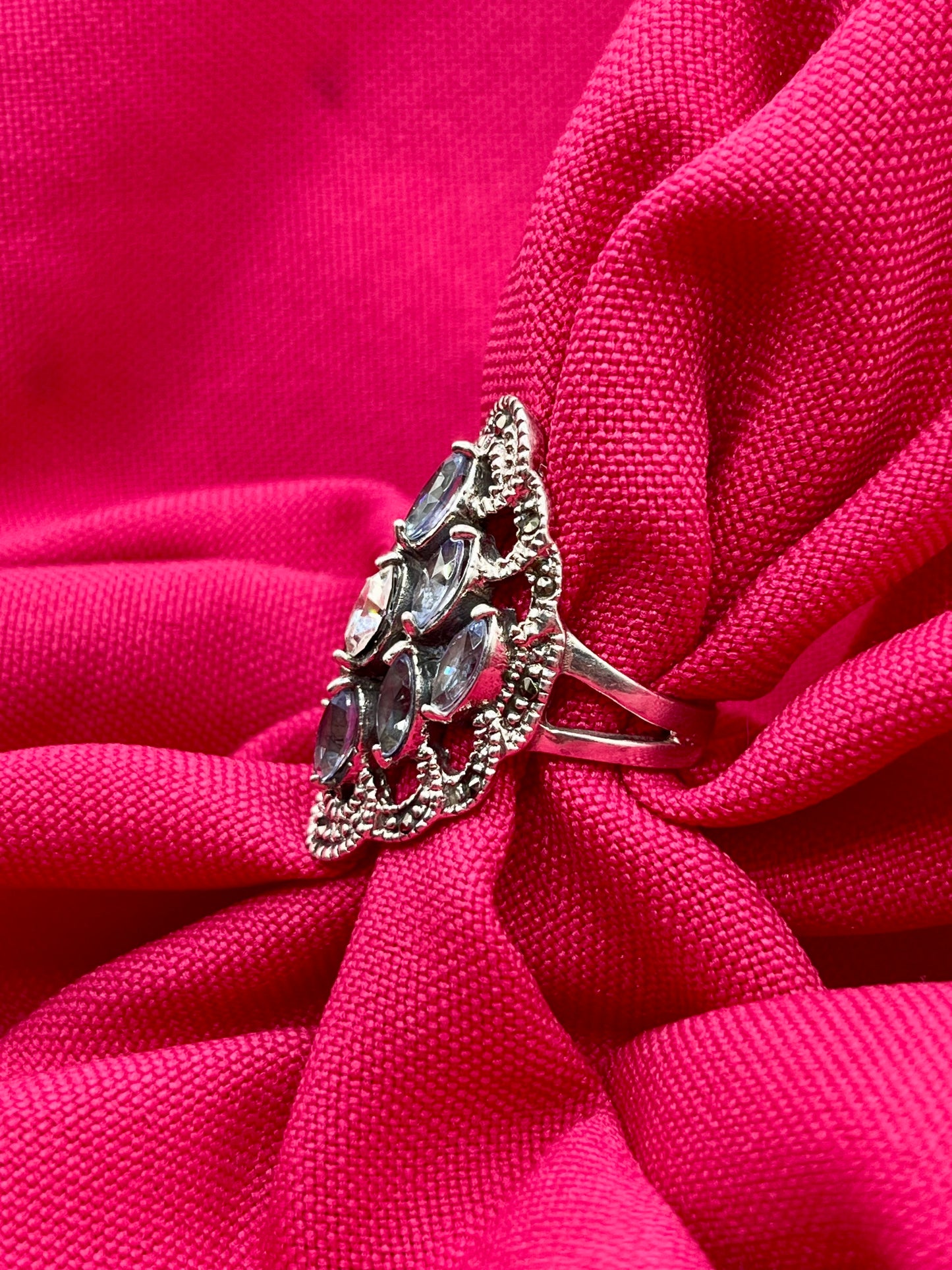 Art deco blue ring