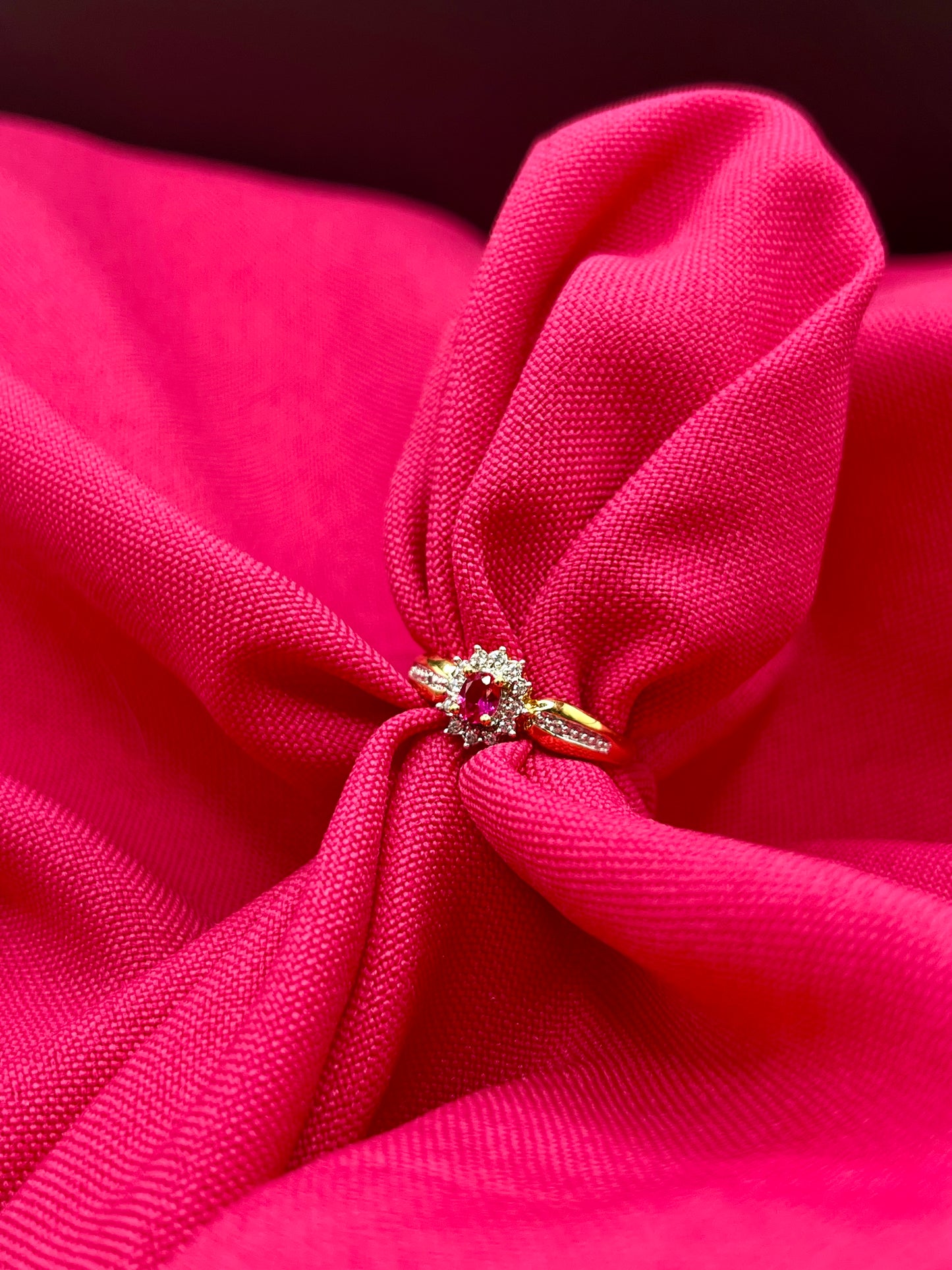 Pink solitaire ring