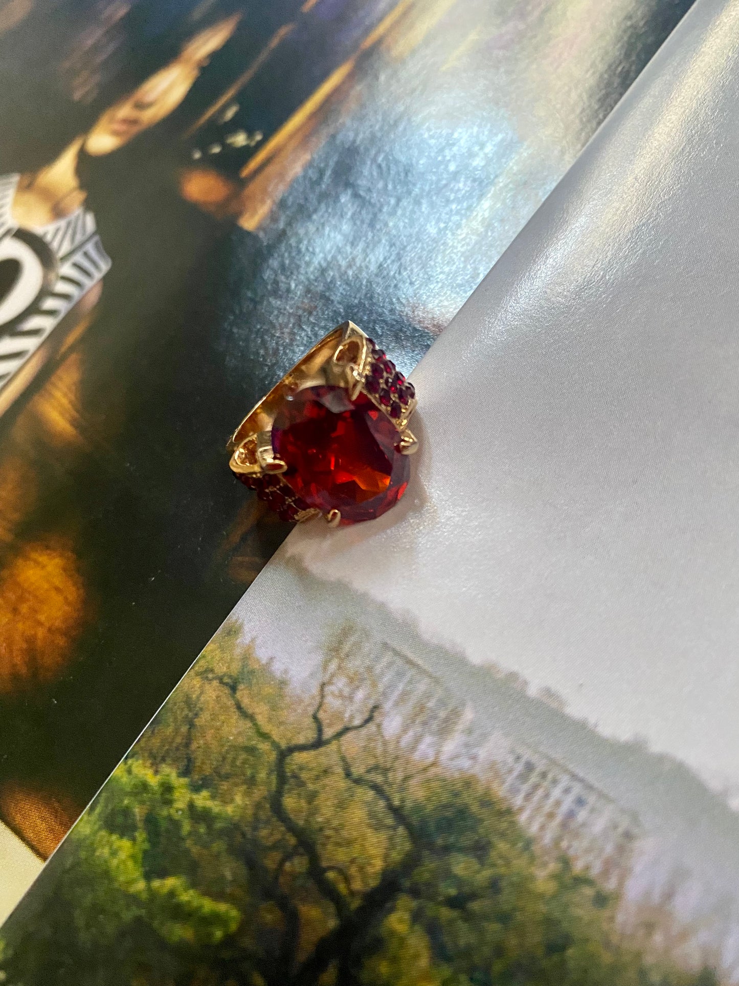 Red solitaire signet ring