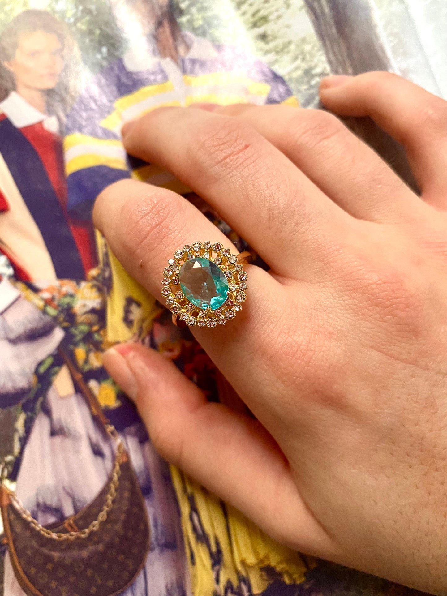 Bague cristal bleu clair