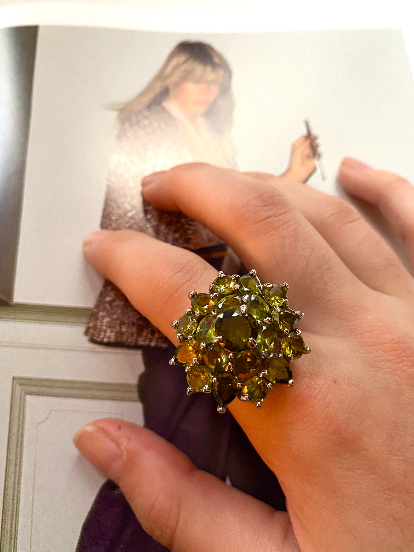 Bague cristaux verts