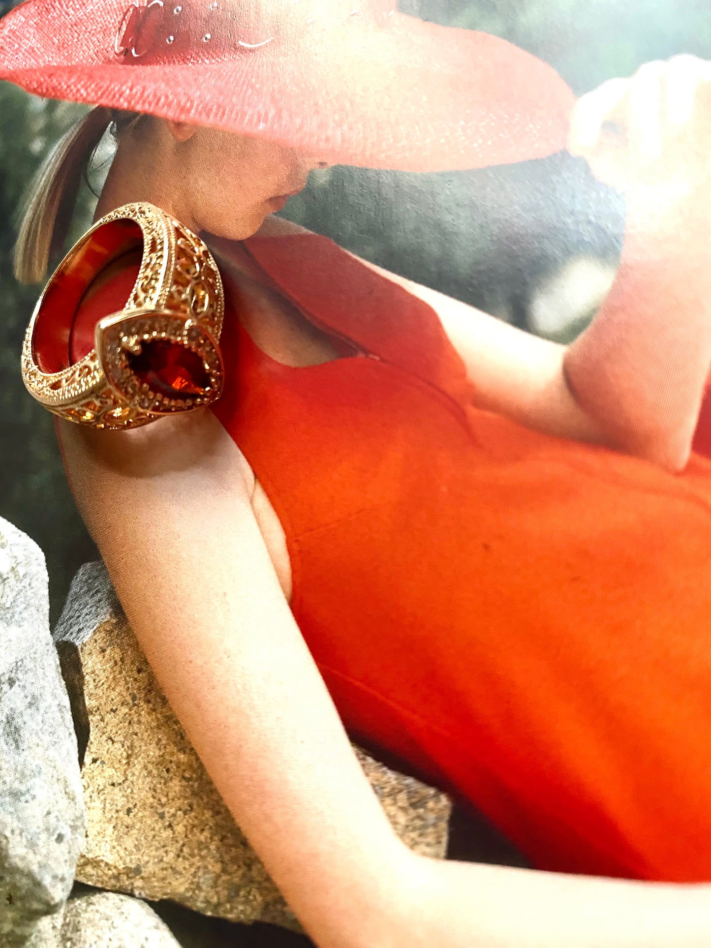 Bague rubis plaqué or rose