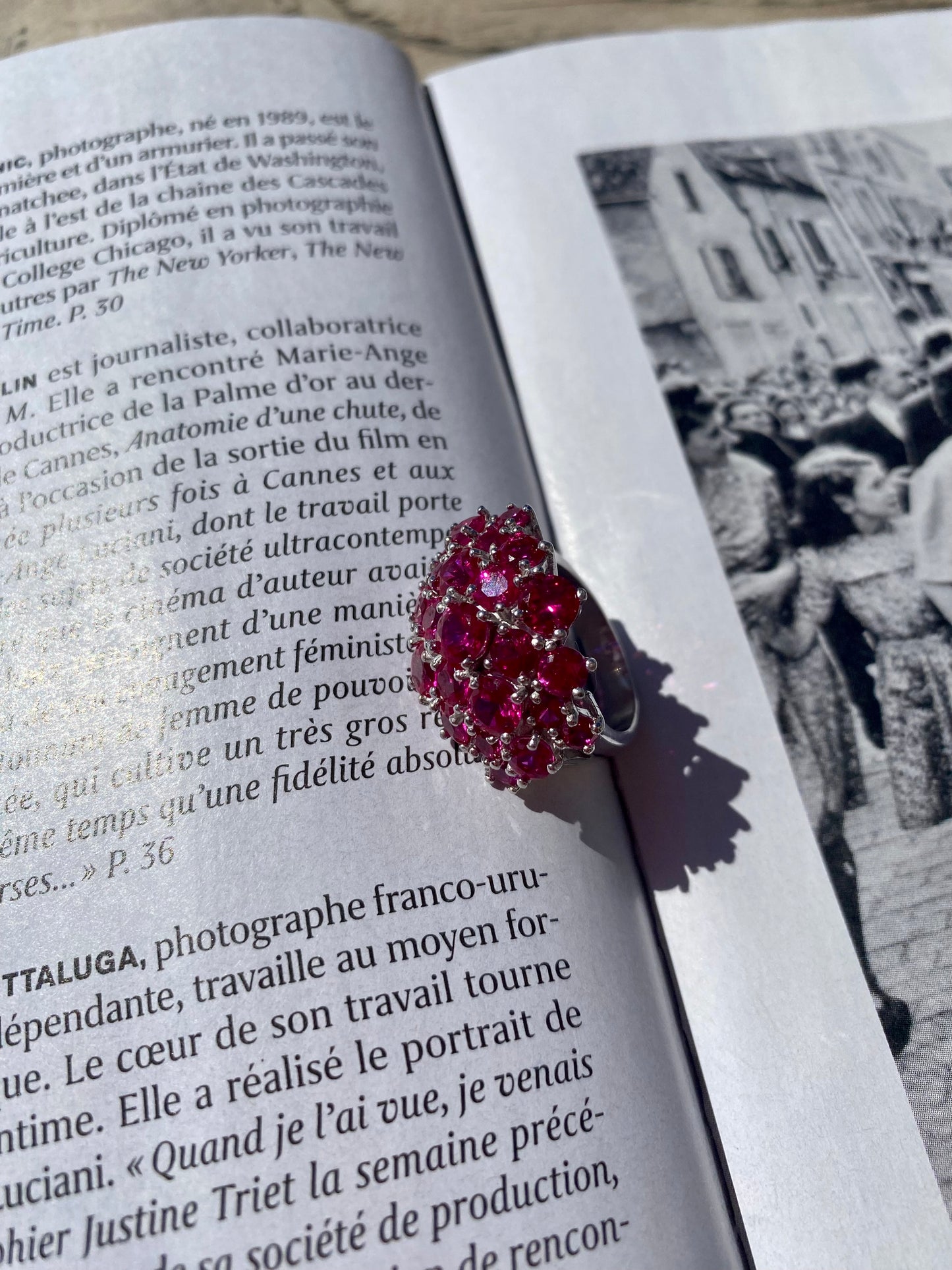 Fuschia crystals ring