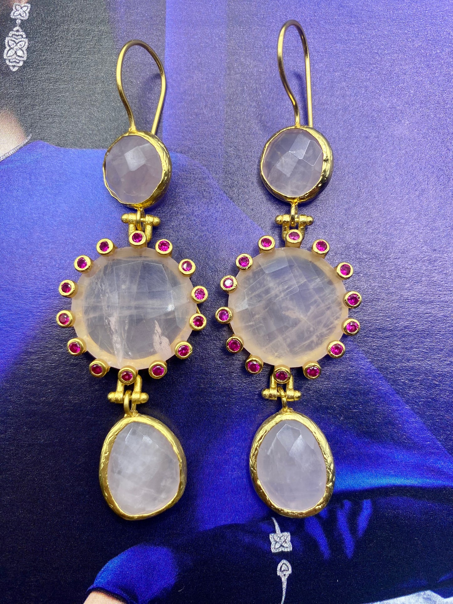 Pink quartz earrings