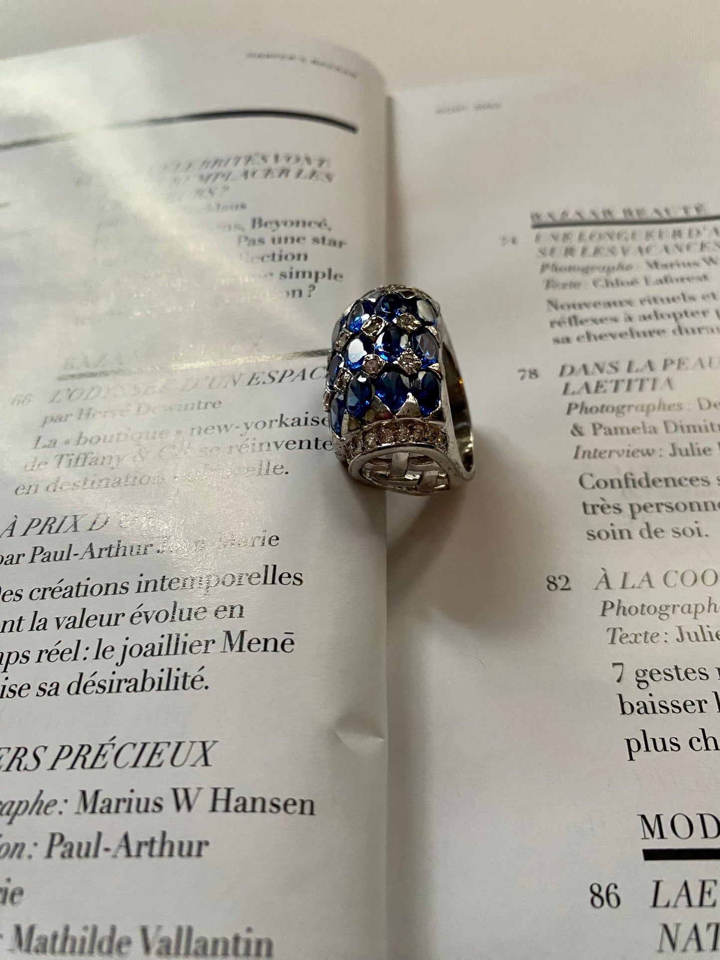 Silver 925 blue crystals ring