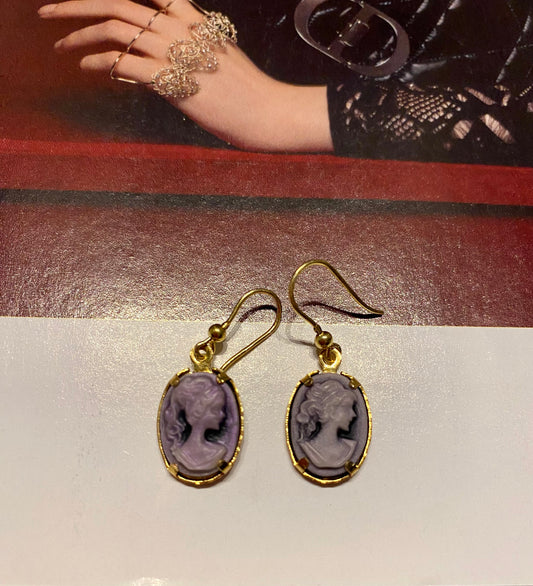 Purple Cameo earrings