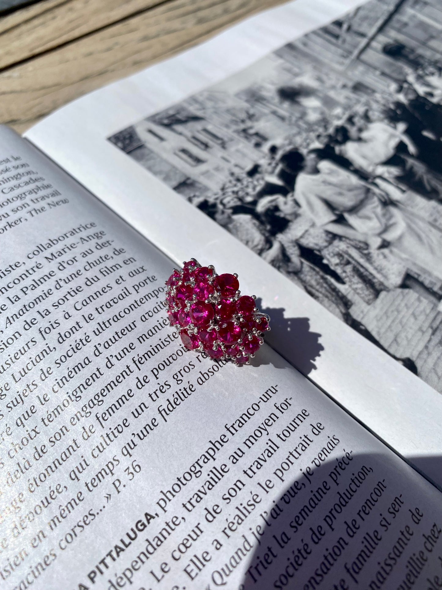 Fuschia crystals ring