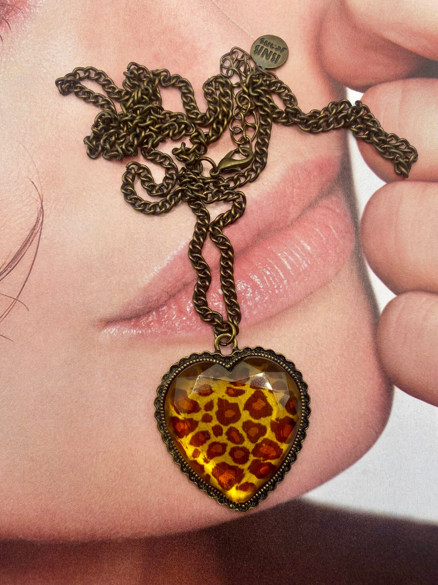 Leopard heart necklace