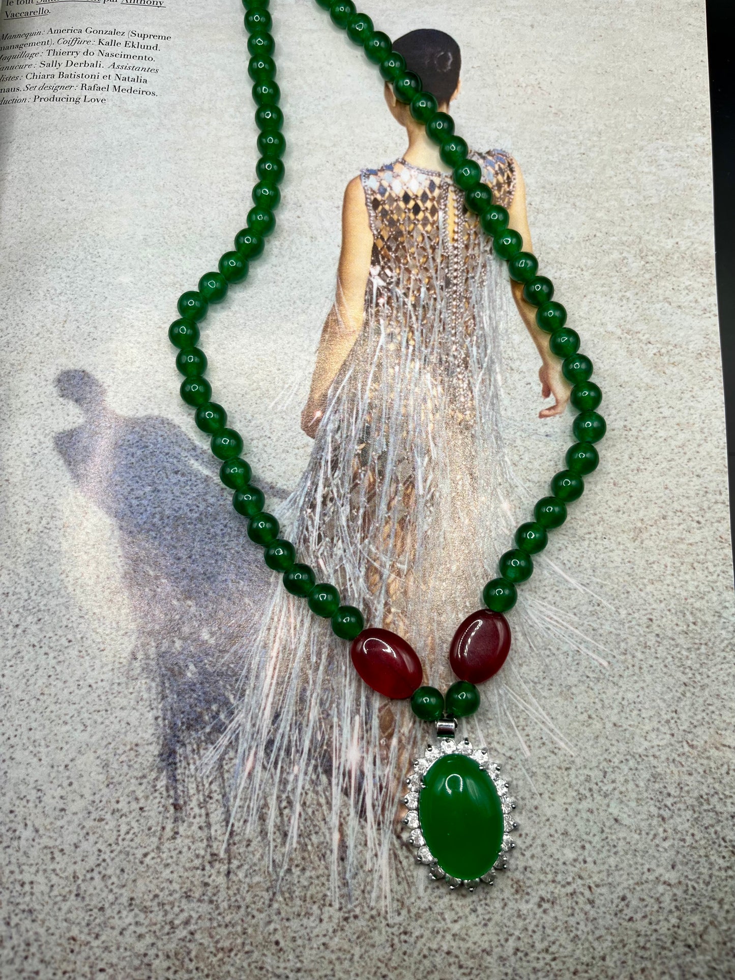 Green and red necklace