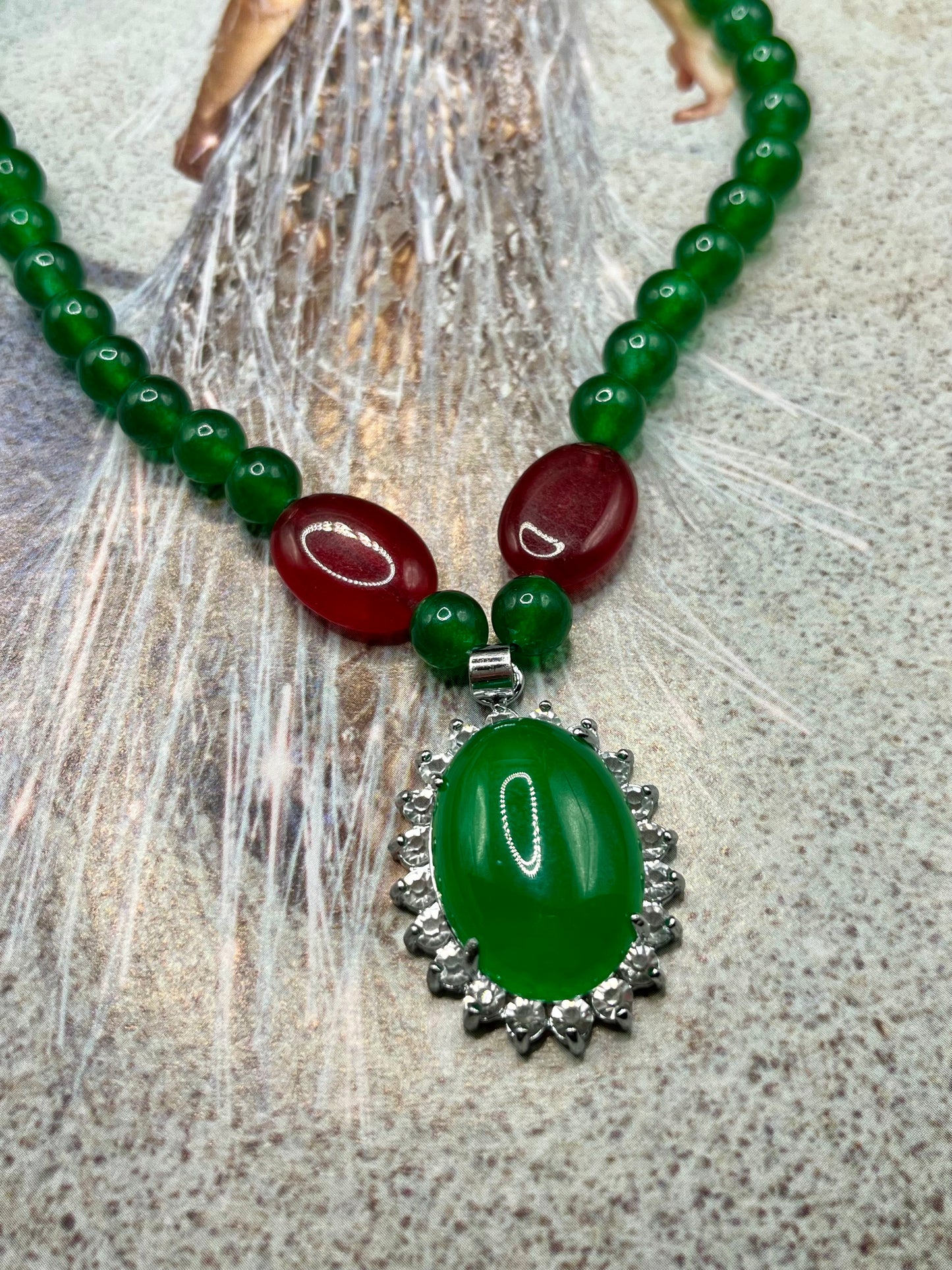 Green and red necklace