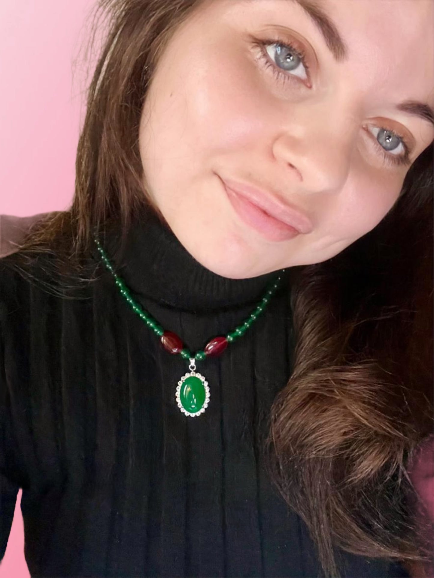 Green and red necklace