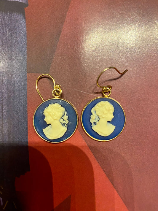 Blue Cameo earrings