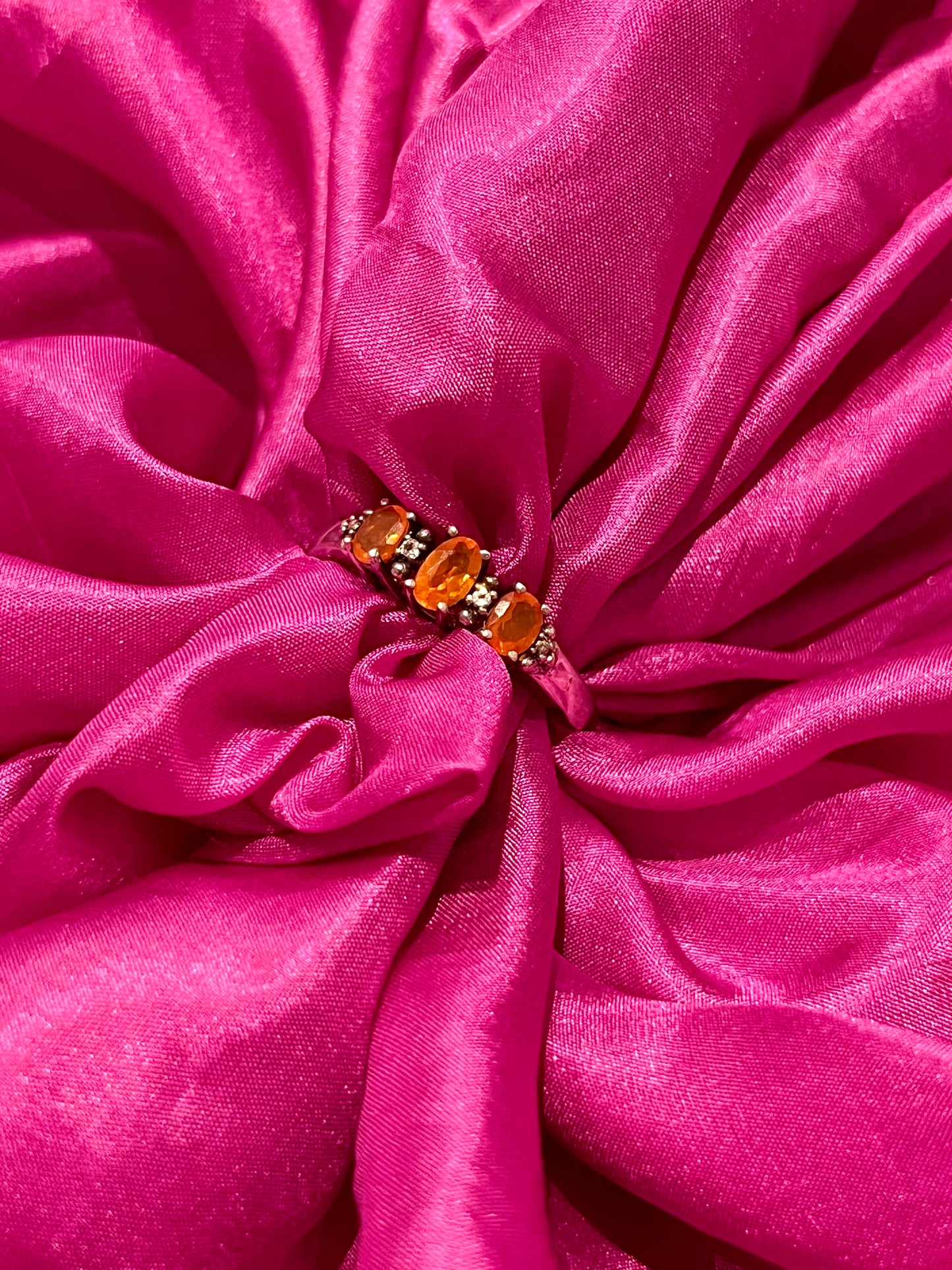 Orange crystals ring