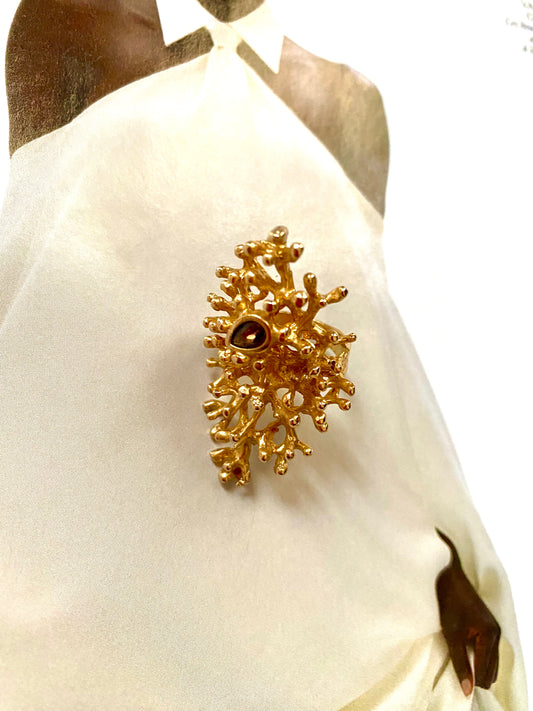 Coral gold plated ring