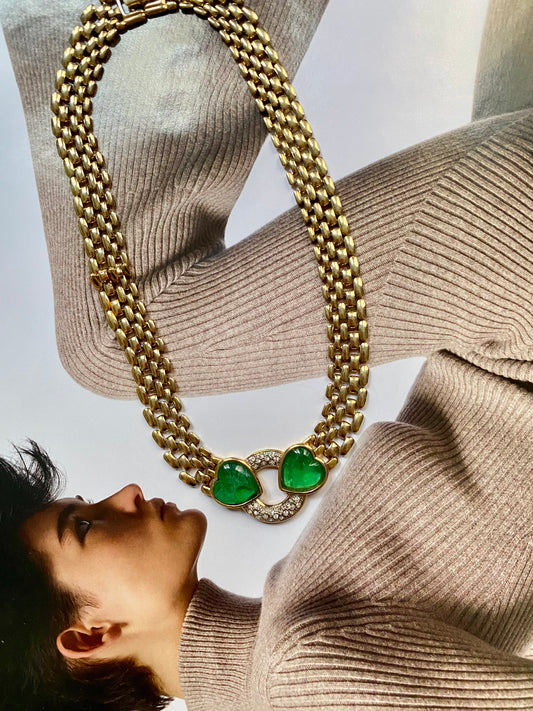 Green hearts necklace