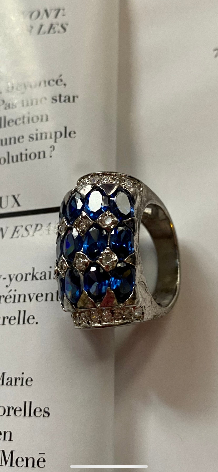 Silver 925 blue crystals ring