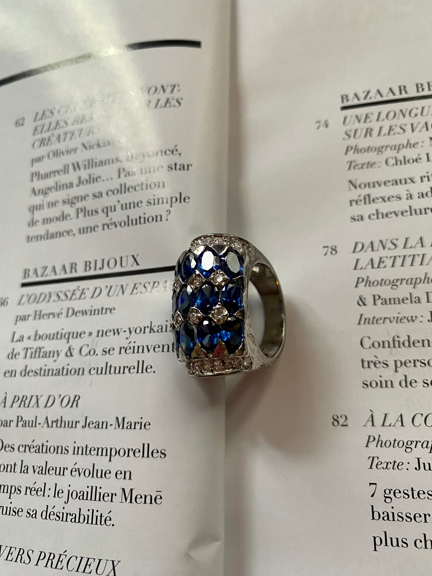 Silver 925 blue crystals ring