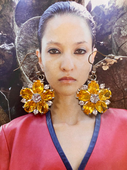 Yellow flower earrings