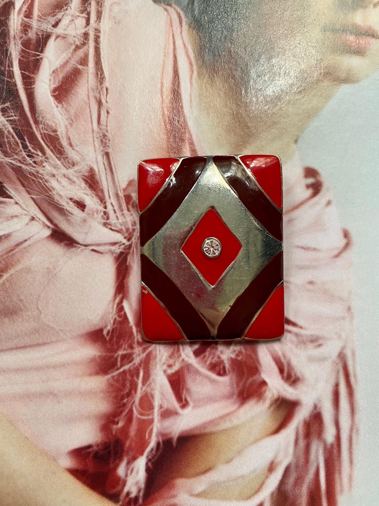 Pendentif rectangle rouge et bordeaux