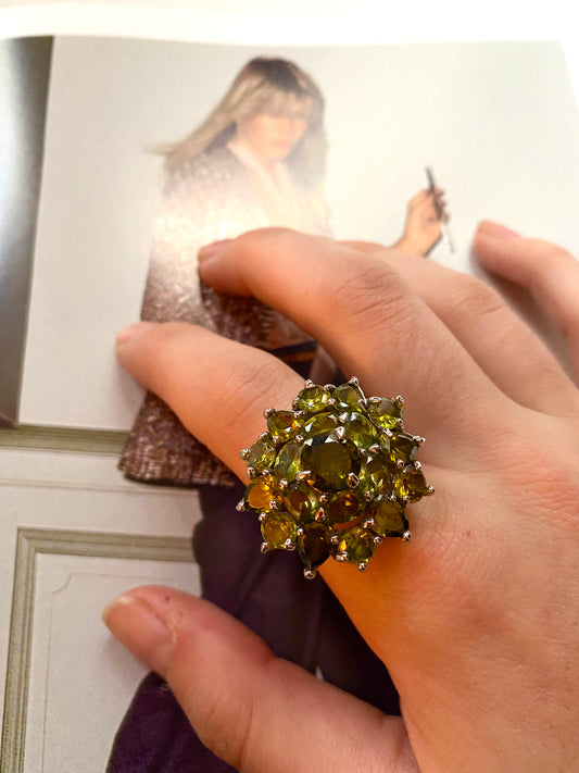 Bague cristaux verts