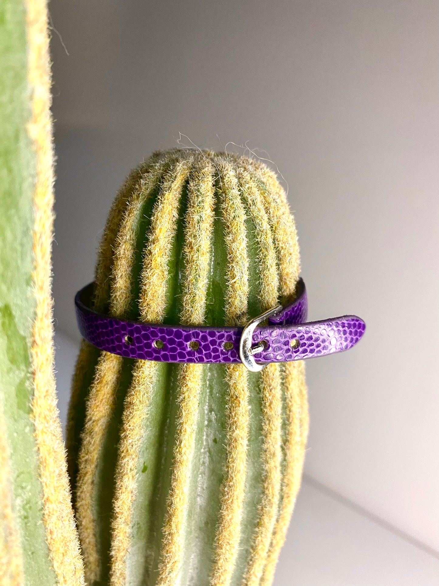 Thin purple leather bracelet