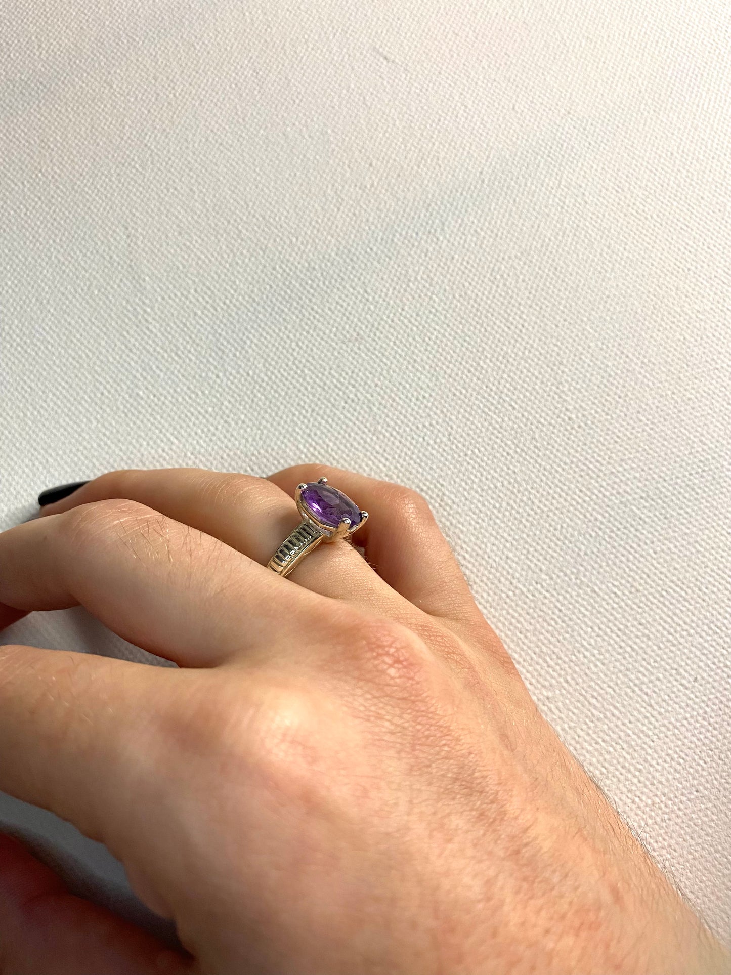 Amethyst solitaire ring