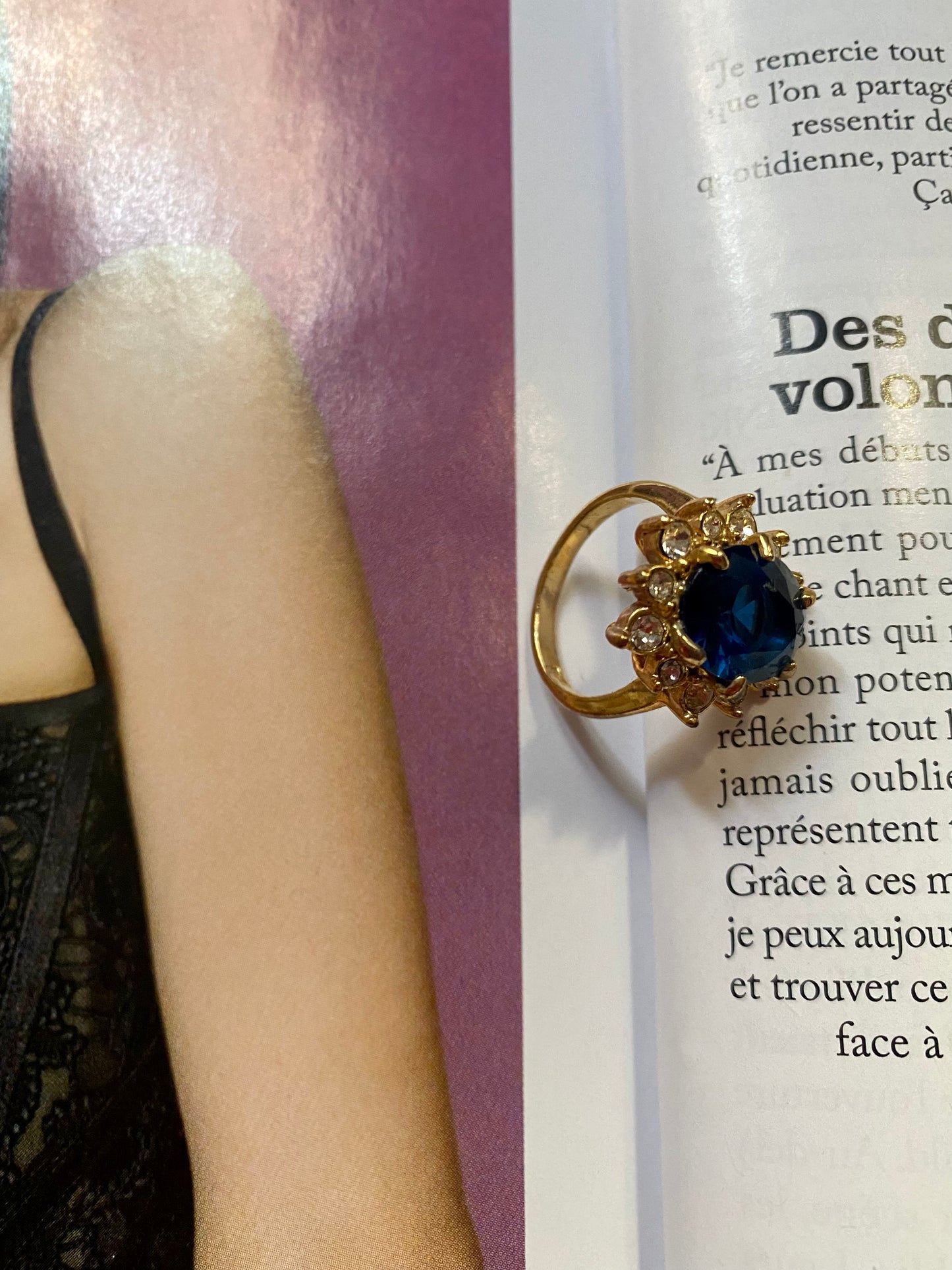 Bague grosse fleur bleue